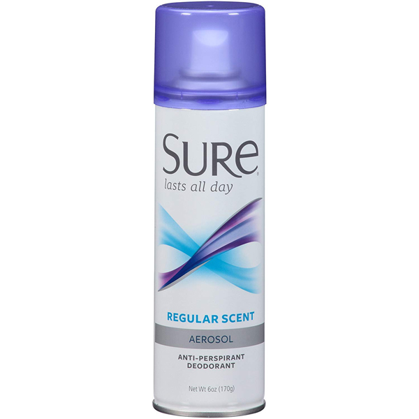 Sure Anti-Perspirant Deodorant Aerosol Spray Regular Scent 6 oz