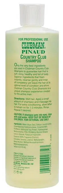 Clubman Shampoo back label