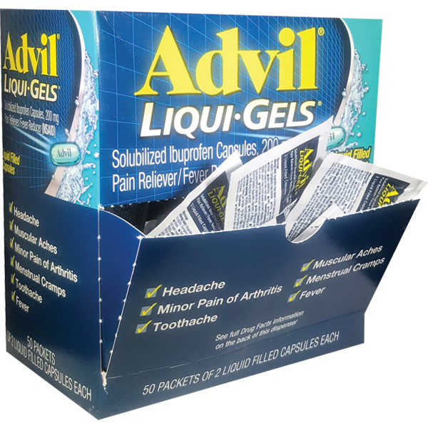 Liquid-Gel Advil Ibuprofen 50 pack of 2 per unit