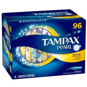 Tampax Pearl Tampons Plastic Applicator Regular Unscented 96 Count