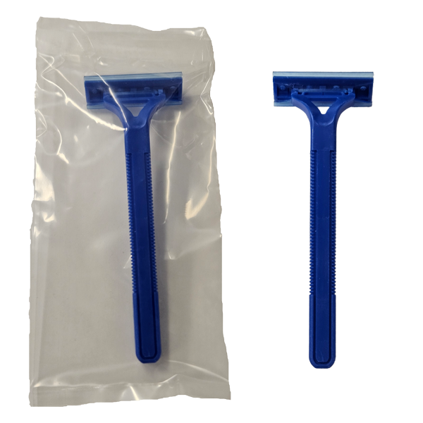 Blue Twin Blade Disposable Razor with Lube Strip